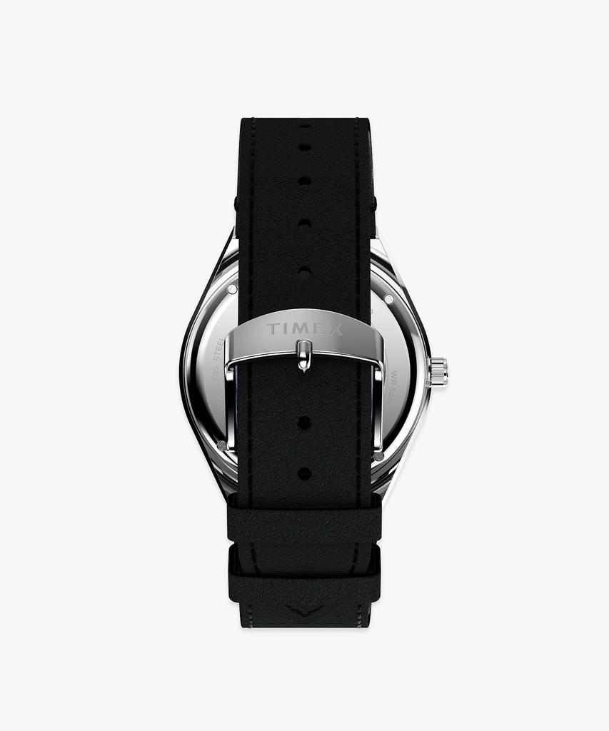 Taimaegseu X Nasa Q Timex Vintage Black Leather Watch 40Mm