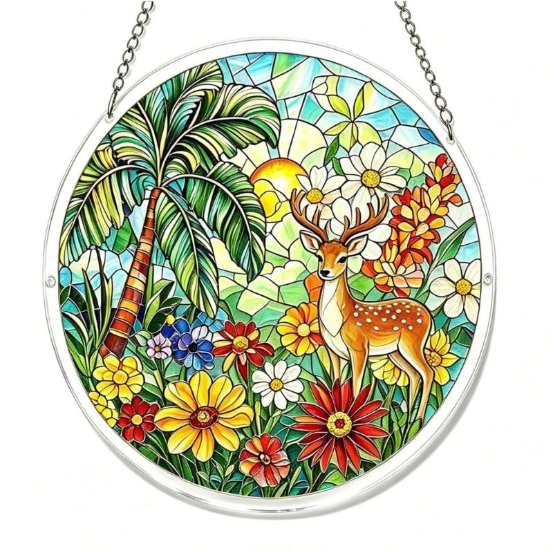 Puzzle Sun Catcher Stained Glass Window Hangings Acrylic Suncatchers Decors for Home Garden Ornament Housewarmings Gift