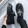 Men's Glossy Leather Thick-Soled Loafers - British Style Slip-On, Large Size, for Spring & Autumn