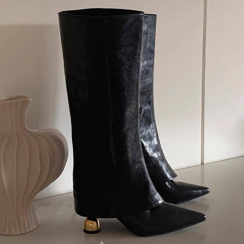 Designer Women Boots Fashion Pointed High-Heeled Leather Boots Temperament Slim Knee-high Boot High-Tube Knight Boots for Women