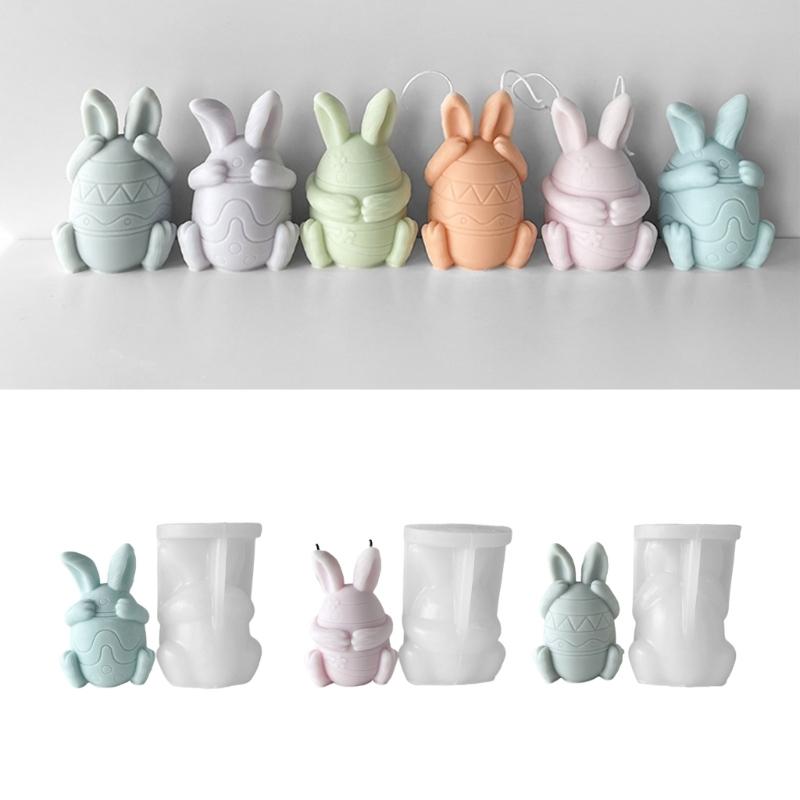 Face-less Rabbit Candle Mold Diy Cover Your Eyes Mouth and Ears Rabbit Aromatherapy Candle Gypsum Incense Stone Mold