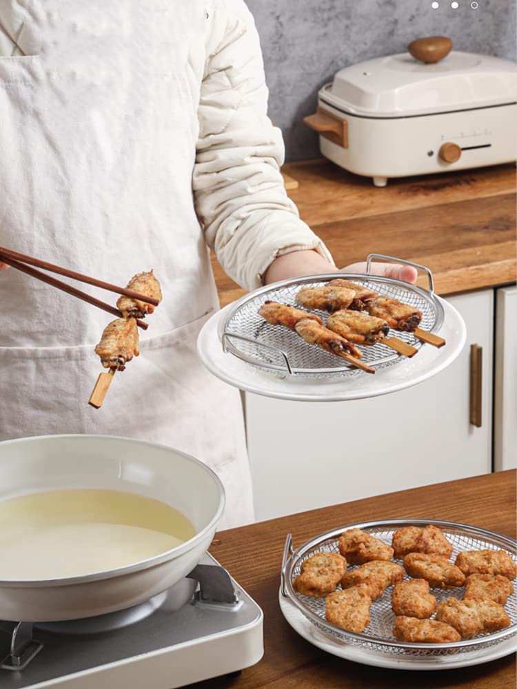 Stainless Steel Steaming Oil Draining Steaming Vegetable Cooking Mesh Frying Tempura Vegetable Draining Tabletop 22cm Basket, Plate, Basket, Basket,