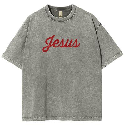 Reines rotes Buchstaben-Print Damen-Wasch-T-Shirt Übergroß Reine Baumwolle Paar Hochwertig Schlicht Süßes Oberteil