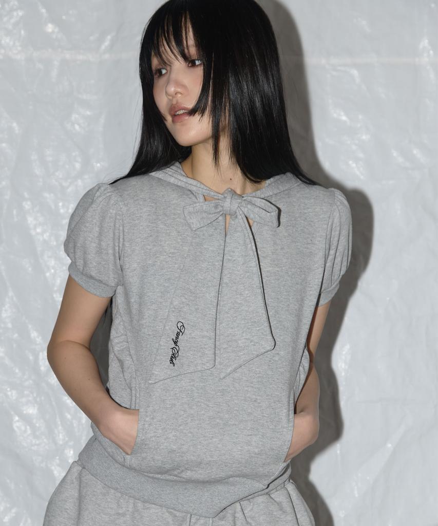FANCY CLUB Puff Round Scarf Hoodie (Melange Gray)_F25Qb081