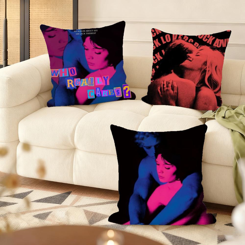 Band Music T-Tv-Girl Cushion Cover Soft Short Plush Pillow Cover Smooth Cozy Texture Aesthetic Cushion Case Home Decor