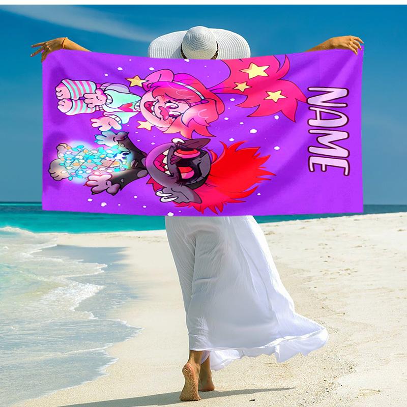 Personalized customized proof beach towel with Trolls pattern - soft, absorbent,quick-drying,perfect swimming,camping&bathing