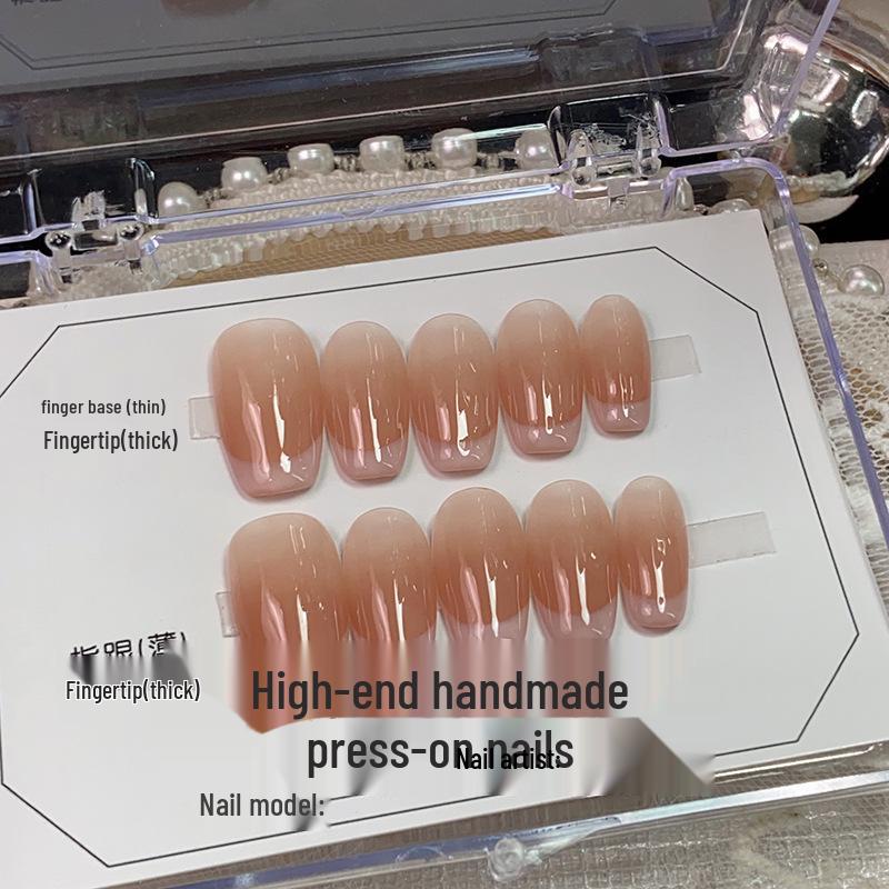 

Gradient French Milk Cover Wearable False Nails - Purely Handmade Manicure Set