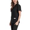 Ladies' Lightweight Solid Color V-neck Multi Pocket Side Slit Short Sleeved Shirt