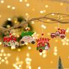 Colorful Old Man Car Christmas Tree Wooden Pendant with Hemp Rope