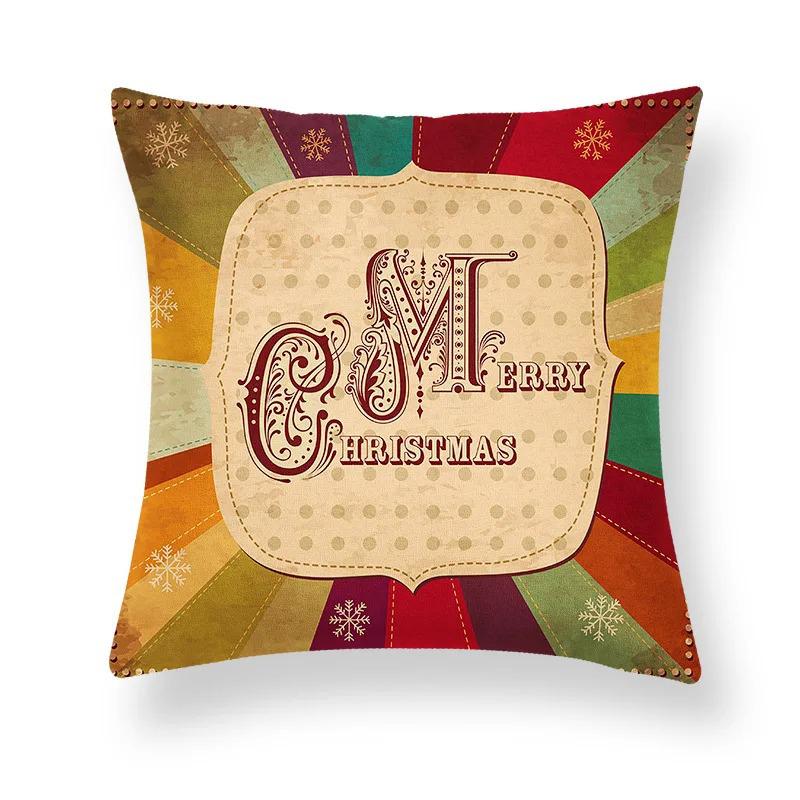 Simple Christmas Colorful Christmas Tree Pattern Printed Home Decoration Cushion Cover Living Room Sofa Pillowcase