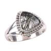 Natural Black Rutile Gemstone 925 Solid Sterling Silver Jewelry Ring Size 6 G1y85