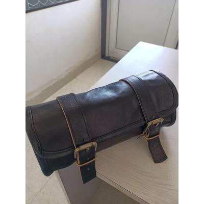 Bolsa de herramientas para horquilla delantera de cuero negro para motocicleta, bolsa de alforja, bolsa de almacenamiento, bolsa de equipaje. Tamaño 5 x 10 x 4 pulgadas