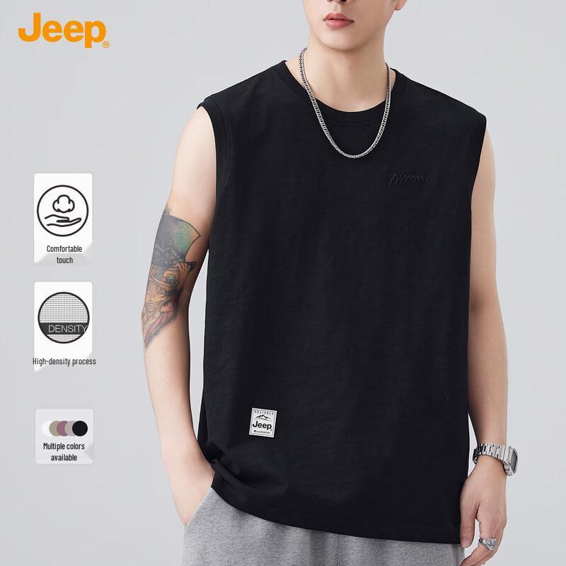 Jeep Men's Pure Cotton Sleeveless Round Neck Vest