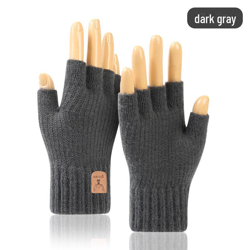Men's Thick Knitted Wool Touchscreen Cycling Gloves - Warm, Cold-Proof, Plus Velvet for Winter Outdoor Use