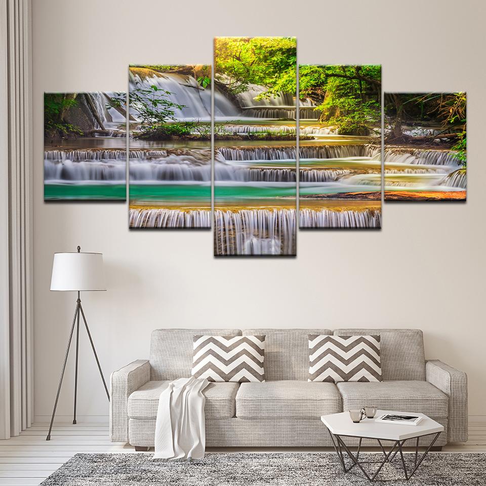 

Canvas Painting landscape beautiful waterfall 5 Pieces Wall Art Painting Modular Wallpapers Poster Print living room Home Decor 20x35 20x45 20x55cm