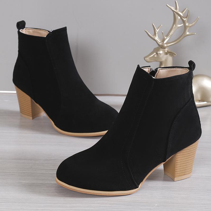 fashion Booties Woman Autumn Winter 2024 Chunky Heels Zip Shoes Luxury Fashion Chelsea Ankle Women's Boots Size35-41