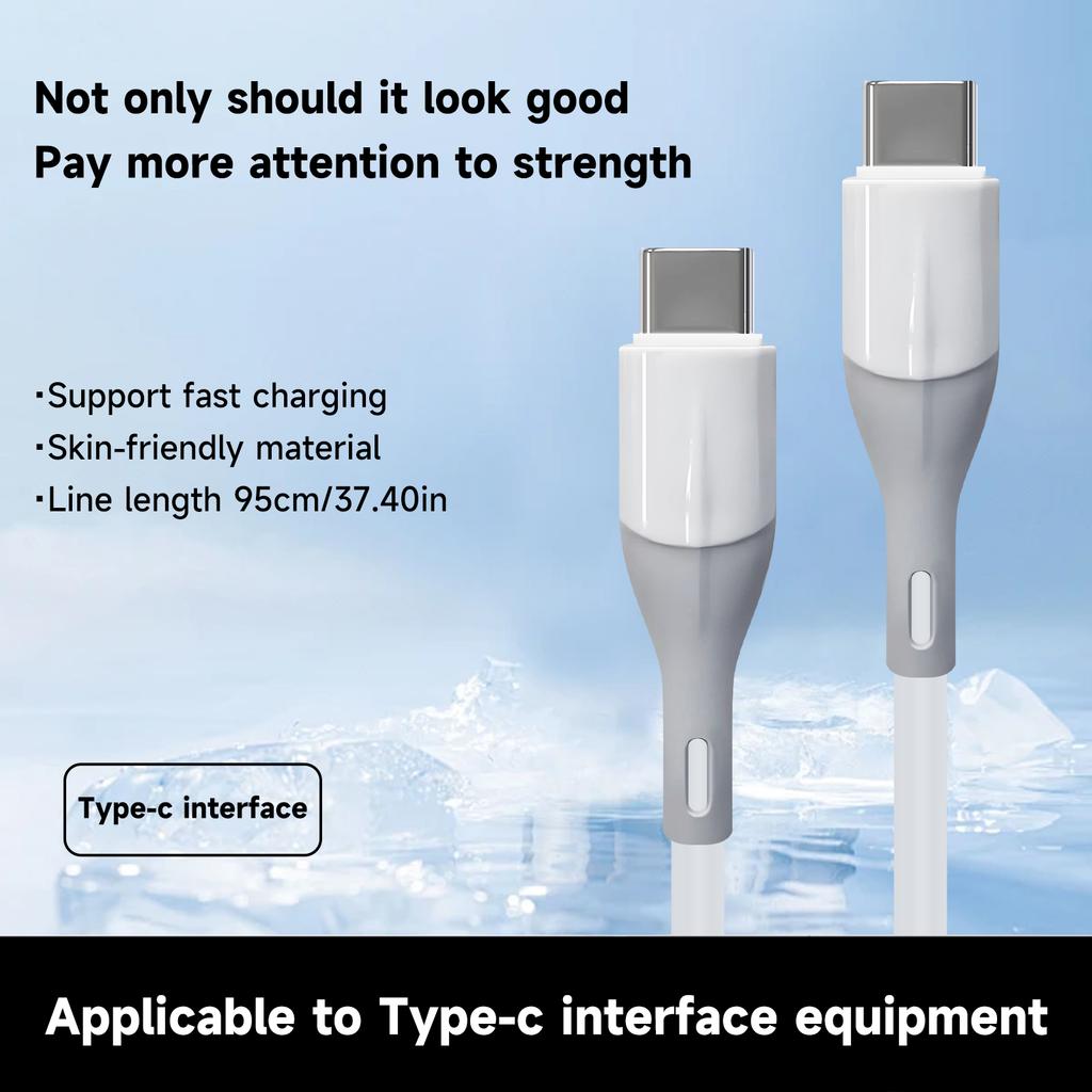 USB Type C Unbreakable Silicone Phone High-speed Data Line Compatible with Xiaomi Redmi and Other Smartphones Charging Cable