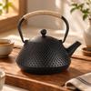 Enameled Cast-Iron Teapot Enamel Interior Textured Matte for