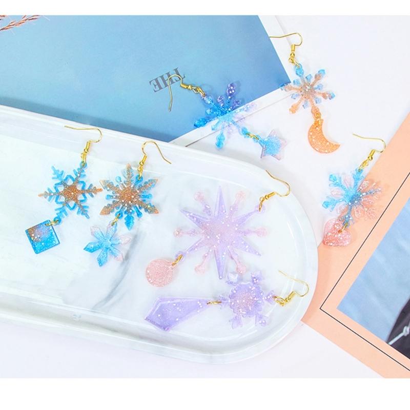 Χριστουγεννιάτικα Σκουλαρίκια Καλούπι Εποξειδική Ρητίνη Σιλικονούχα Καλούπια DIYs Κρεμαστό Νιφάδα Χιονιού Καλούπι Σκουλαρικιών Μπρελόκ Εργαλείο Κοσμημάτων Εποξειδικής Ρητίνης