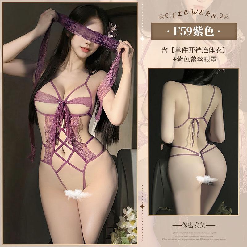 Style Bell Erotic Underwear Sexy Pajamas Passion Seduction Tease Crotch Lace One-Piece Elastic Suit