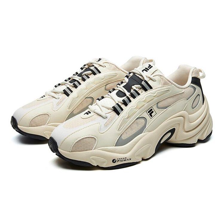 Fila Fusion Pantera Fabric Synthetic Leather Round Toe Lace-Up Low-Top Casual Shoes Men Sneaker Foam-White T12M121104FWG