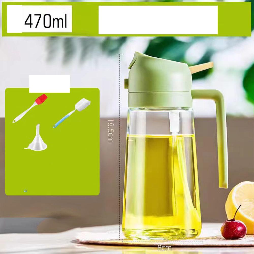 Pulverizator de Ulei pentru Gătit 2 în 1 Pulverizare Turnare Dozator Ulei de Măsline 470ml Sticlă Pulverizator Ulei Gadgeturi de Bucătărie