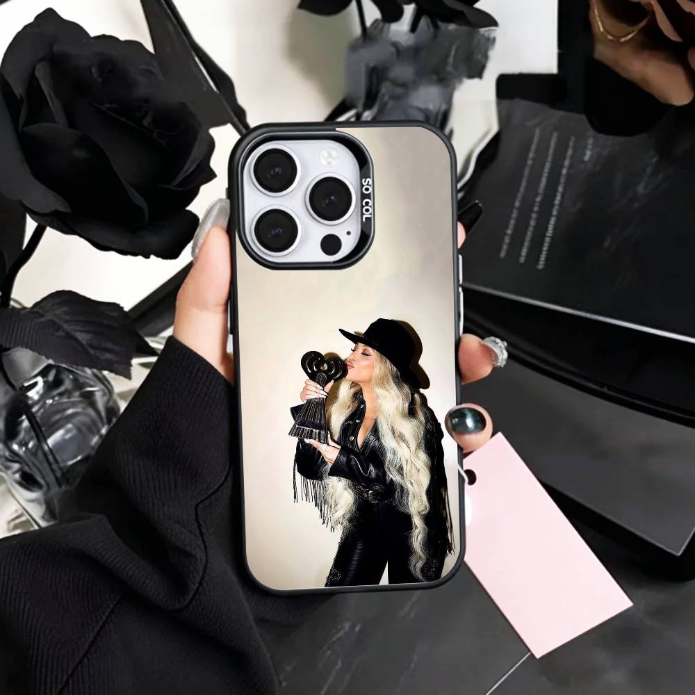 Western B-Beyonce C-Cowboy Phone Case For iPhone17,16,15,14,13,12,11 Plus,Pro Max Colored Silver Plated Inside Cover