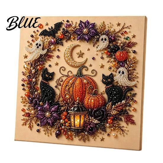 3D Faux Pearl Pumpkin Witch 2Pcs Halloween for Adults Art Craft Art Ghost Crow Painting