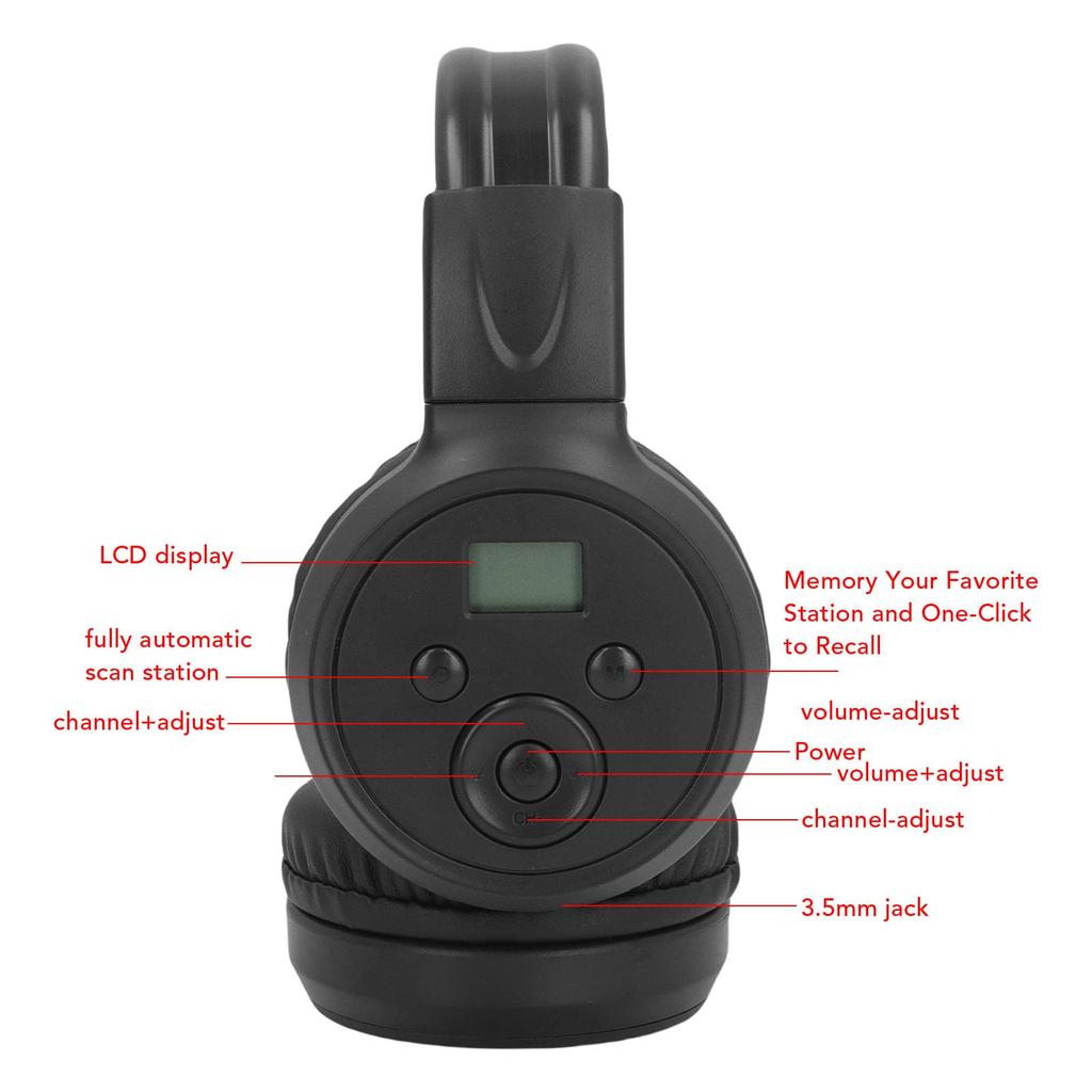 Walmeck FM Radio Headphones Portable Headset Radio with Memory Function for and Study Home, Outdoors, Travel,
