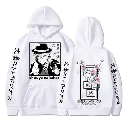 Harajuku Anime Bungo Stray Nakahara Chuuya Nadrukowana Jesienna Bluza Polarowa z Kapturem Oversize Y2k Streetwear
