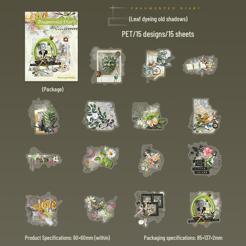 Retro Collage PET Sticker Pack - Fragmented Diary Series for Planners & DIY