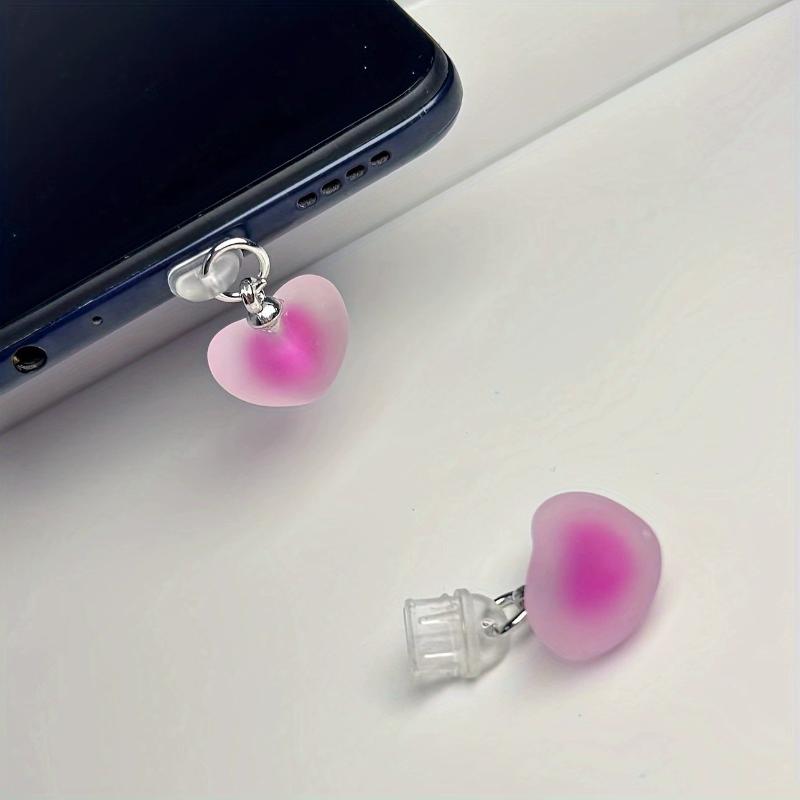 Candy Color Love Heart Shaped Phone Dust Plug Phone For Type-C Phone Accessories Heart Shaped Phone Dust Plug Pendant