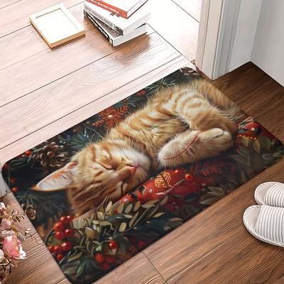 1Pcs Anti Fatigue Kitchen Rugs, Cute Cat Print Waterproof Non-Slip Thick Cushioned Kitchen Mat Heavy Duty Comfort Standing Mat for Kitchen