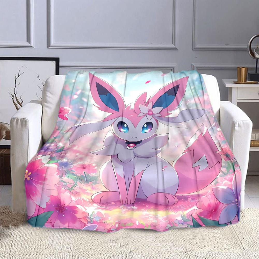 Pokemon Cute Sylveon Eevee Pink Printing Blanket Adult Children Warm Blankets Home Travel Soft and Comfortable Blanket