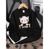 European Sizes Girls' Crewneck Sweatshirt Cute Cat with Fish Bone Pattern, Soft Comfy Sportswear for Children & Teens