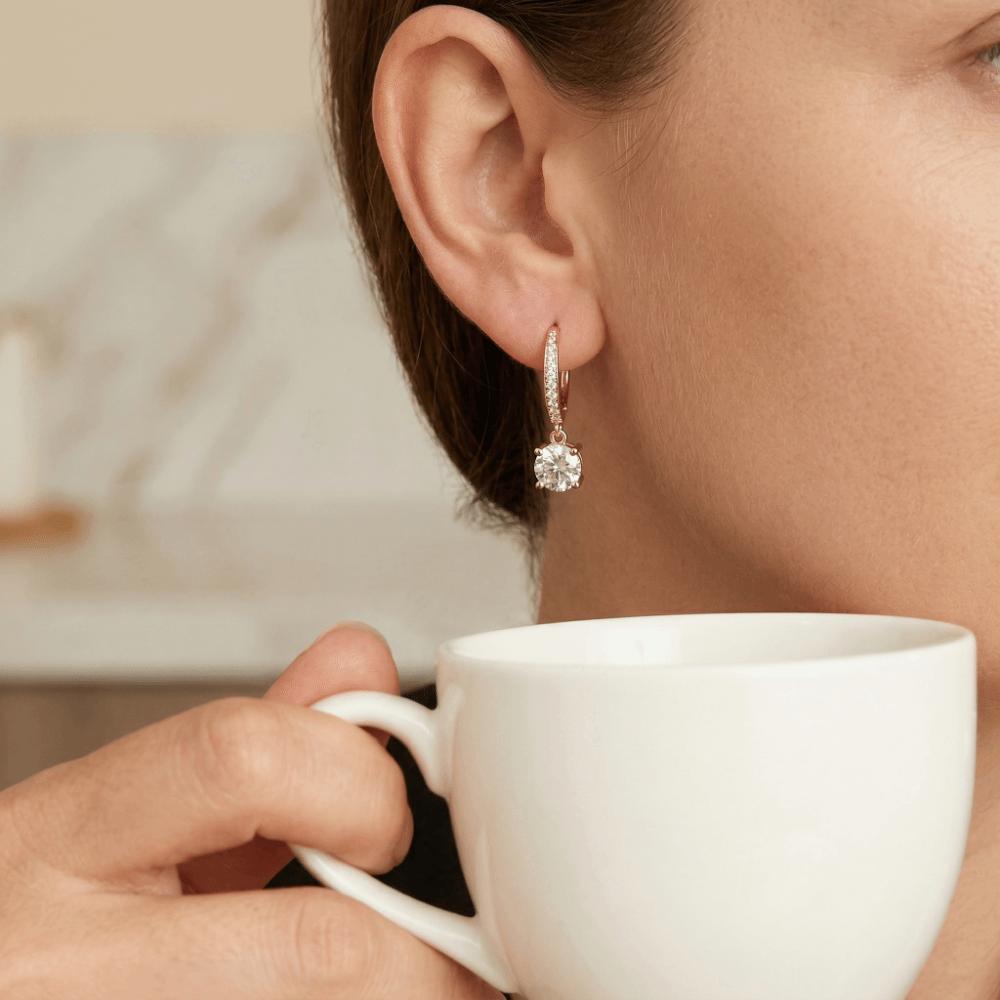 Light Luxury Round Crystal Ear Studs Simple Ladies' Ear Accessories  Jewelry Gifts