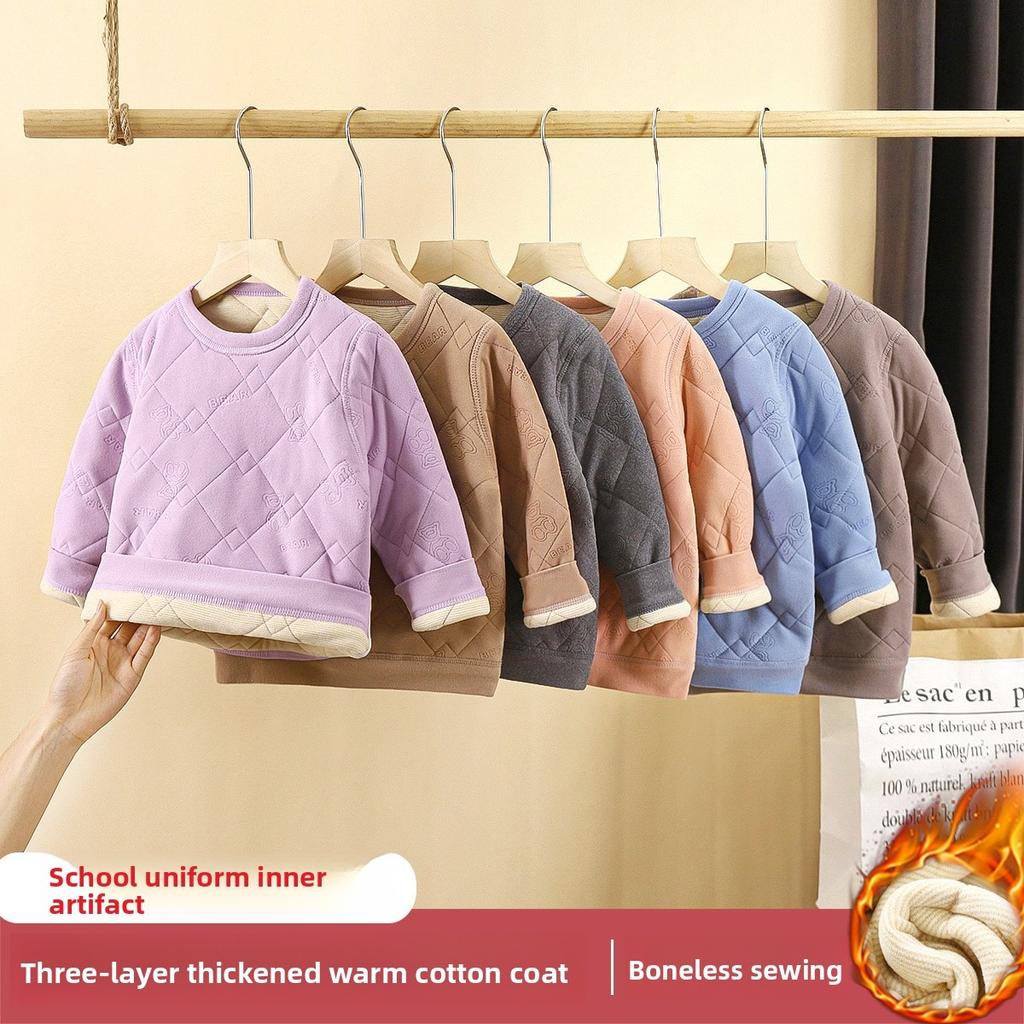 School Uniform Artifact, Children's Warm Underwear with Thick Velvet, Men's Autumn Clothes, Women's Clothing, Warm Clothes for Autumn and Winter