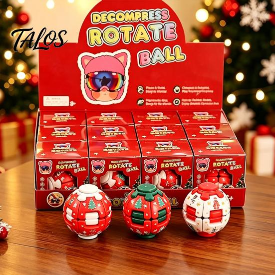 Stressabbau-Spielzeug für Kinder Zum Drücken und Drehen Fidget Ball, Verwandlungsfähiger Spinner Sensorische Nikolaus-Füllung Spielzeug für Erwachsene Teenager, Angst-Fokus-Spielzeug, Weihnachten