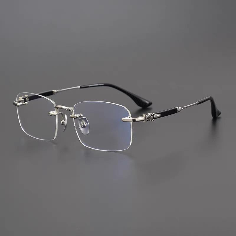New Retro Frameless Business Frame Hd Reading Glasses Men's Square Frame Anti-blue Light Reading Glasses For Elderly PeopleJH262