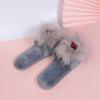 Fashion Cute Cartoon Animal Fur Slippers Women Open Toe Lightweight Plush Slippers Woman Winter Indoor Faux Fur Cotton Slides Ladies