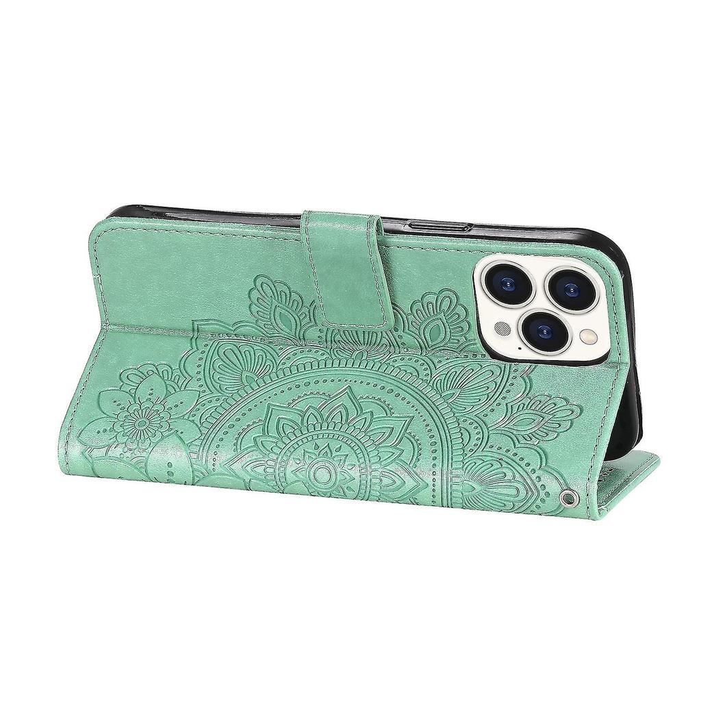 7-petal Flowers Pu Case For Iphone 13 Pro Max Green