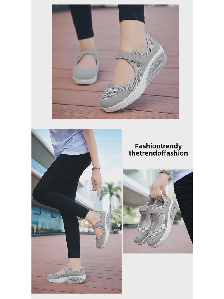 Γυναικεία 2023 Ελαφριά Παπούτσια Διχτυωτά Χαμηλά με Αερόσολα και Velcro - Μονόχρωμα, Σχέδιο με Ρηχό Άνοιγμα