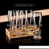 ZISIZ St. Asia Crystal Glass Beer Mug Set with Gold Foil & Holder