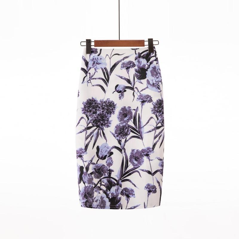 Printed Elegant Temperament Skirt Ladies Fashion Floral Bag Hip Skirt Sexy Summer Cool Retro Style