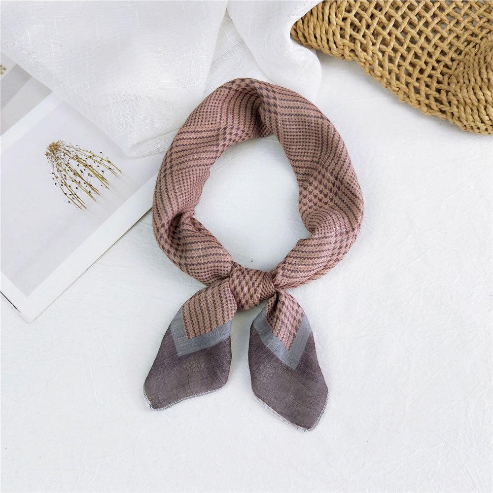 Eșarfă pătrată mică din bumbac și in Eșarfă din mătase Primăvară și toamnă pentru femei Stil nou artistic și versatilă la modă Esarfă cu bentiță cu temperament