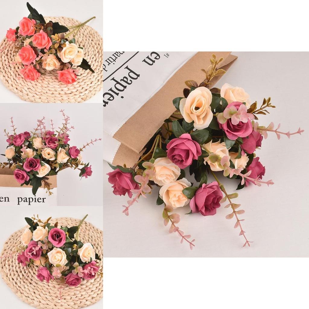 Elegant Rose Artificial Flower Bundle With Durable Silk For Home And Wedding Use