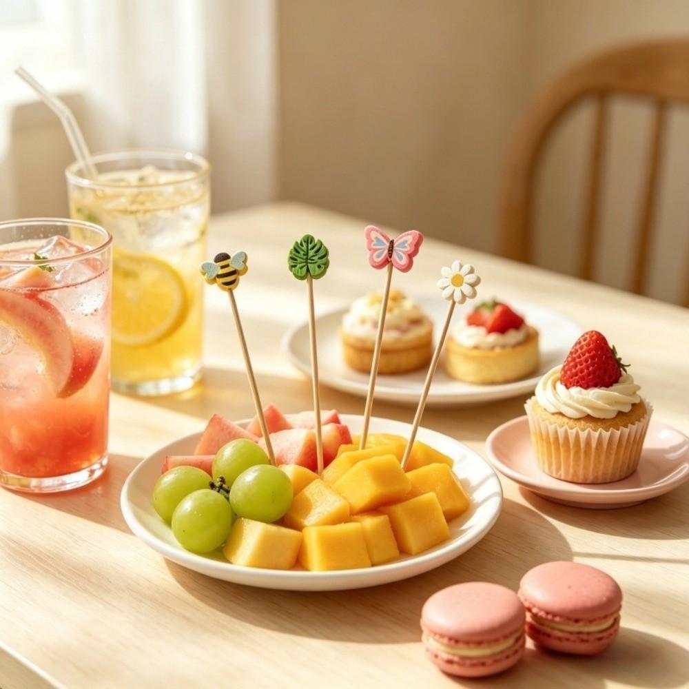 100Pcs Candy Color Cocktail Skewers Disposable Dessert Toothpicks for Wedding Decor