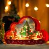 DIY Lights Mirror Face Box Christmas Elk Deer Santa Claus Architecture Xmas Tree Snow House Building Blocks Kit Toy