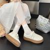 Leather platform white shoes women's spring new versatile lace-up heightening sports shoes board shoes casual shoes