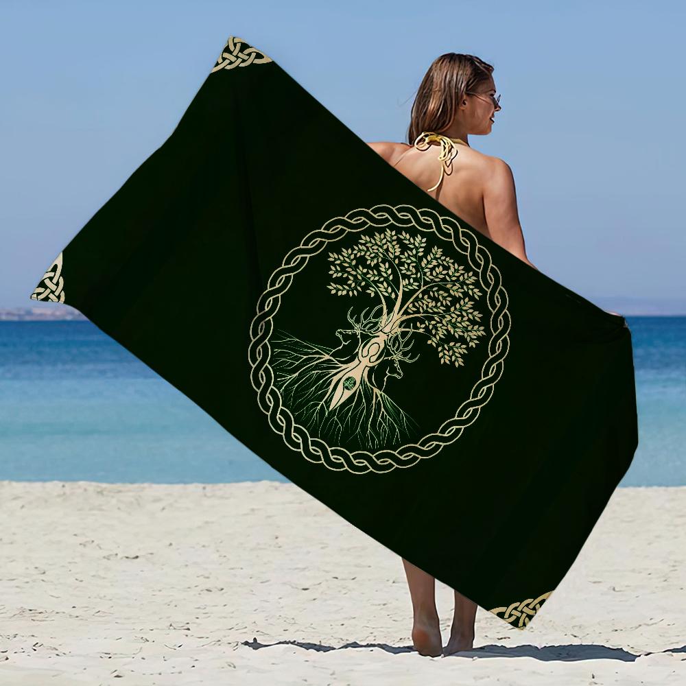 Lebensbaum Mode Yggdrasil Handtuch Strandtuch Übergröße Schnelltrocknendes Handtuch Saugfähig Weich Bade-Strandtücher Für Männer Frauen